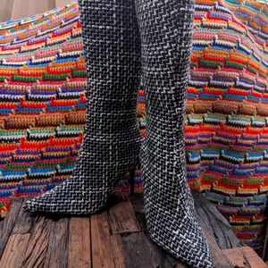 Sold - Tall Black / White Quilted Boot